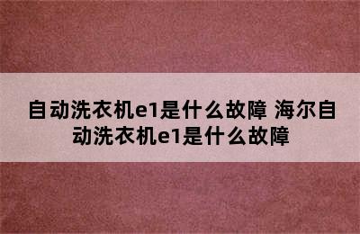 自动洗衣机e1是什么故障 海尔自动洗衣机e1是什么故障